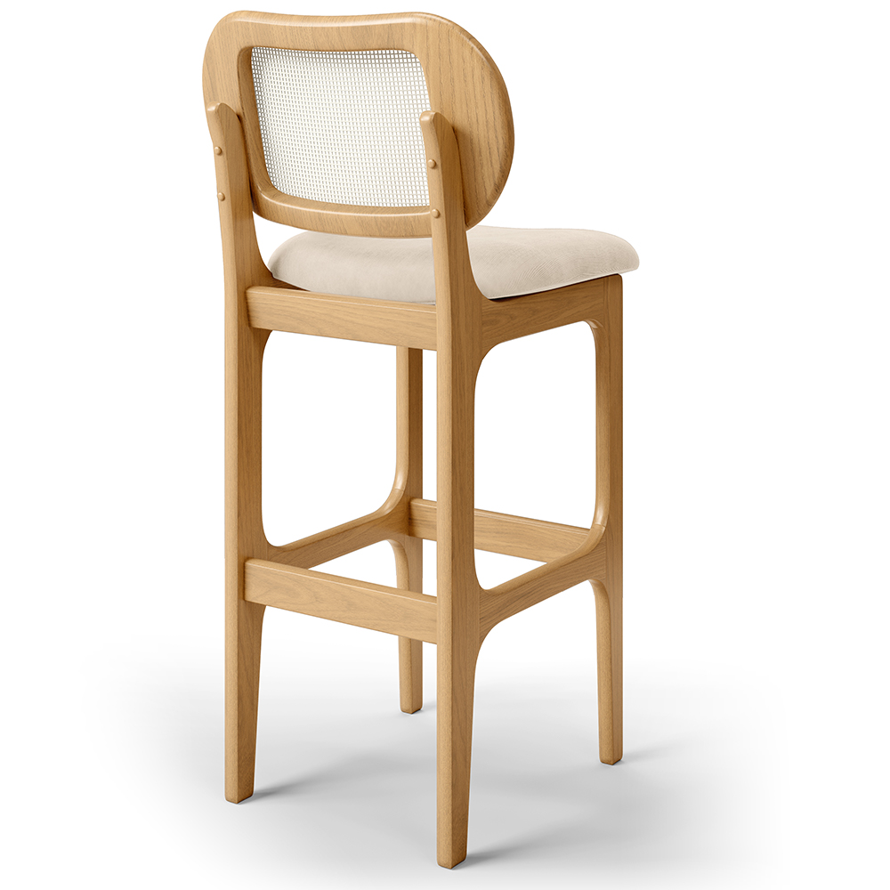 Banqueta Alta Para Cozinha Bancada Sala Tela Betta Fixa L02 Suede Bege - Lyam