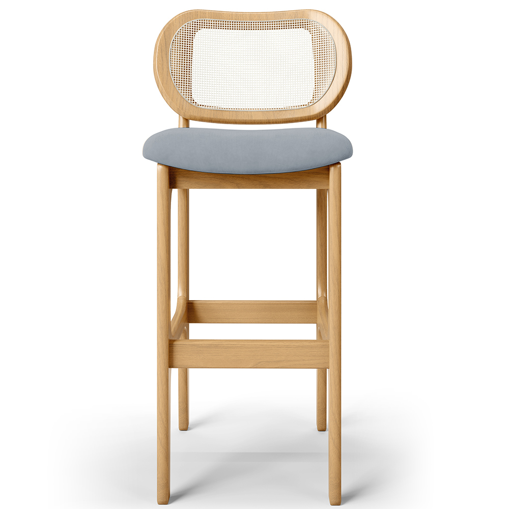 Banqueta Alta Para Cozinha Bancada Sala Tela Betta Fixa L02 Suede Cinza - Lyam