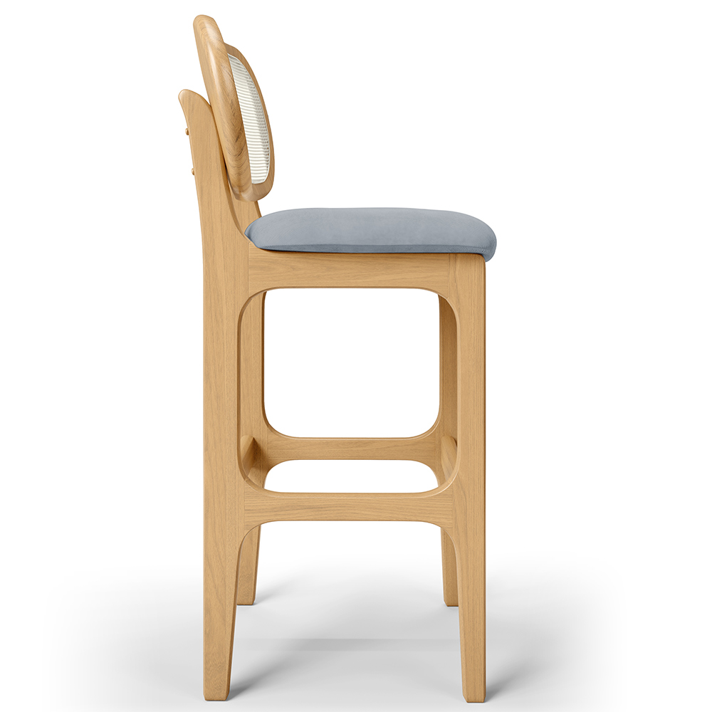 Banqueta Alta Para Cozinha Bancada Sala Tela Betta Fixa L02 Suede Cinza - Lyam