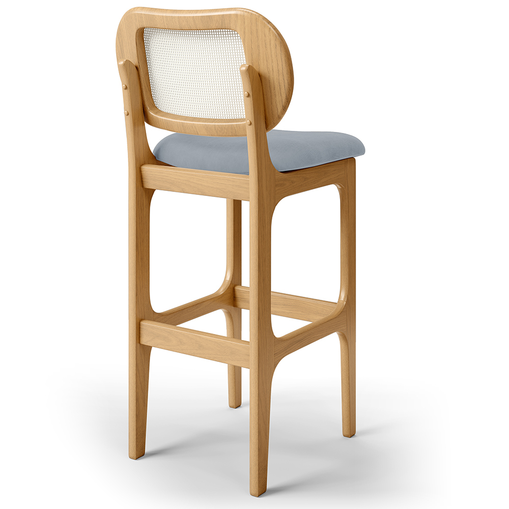 Banqueta Alta Para Cozinha Bancada Sala Tela Betta Fixa L02 Suede Cinza - Lyam