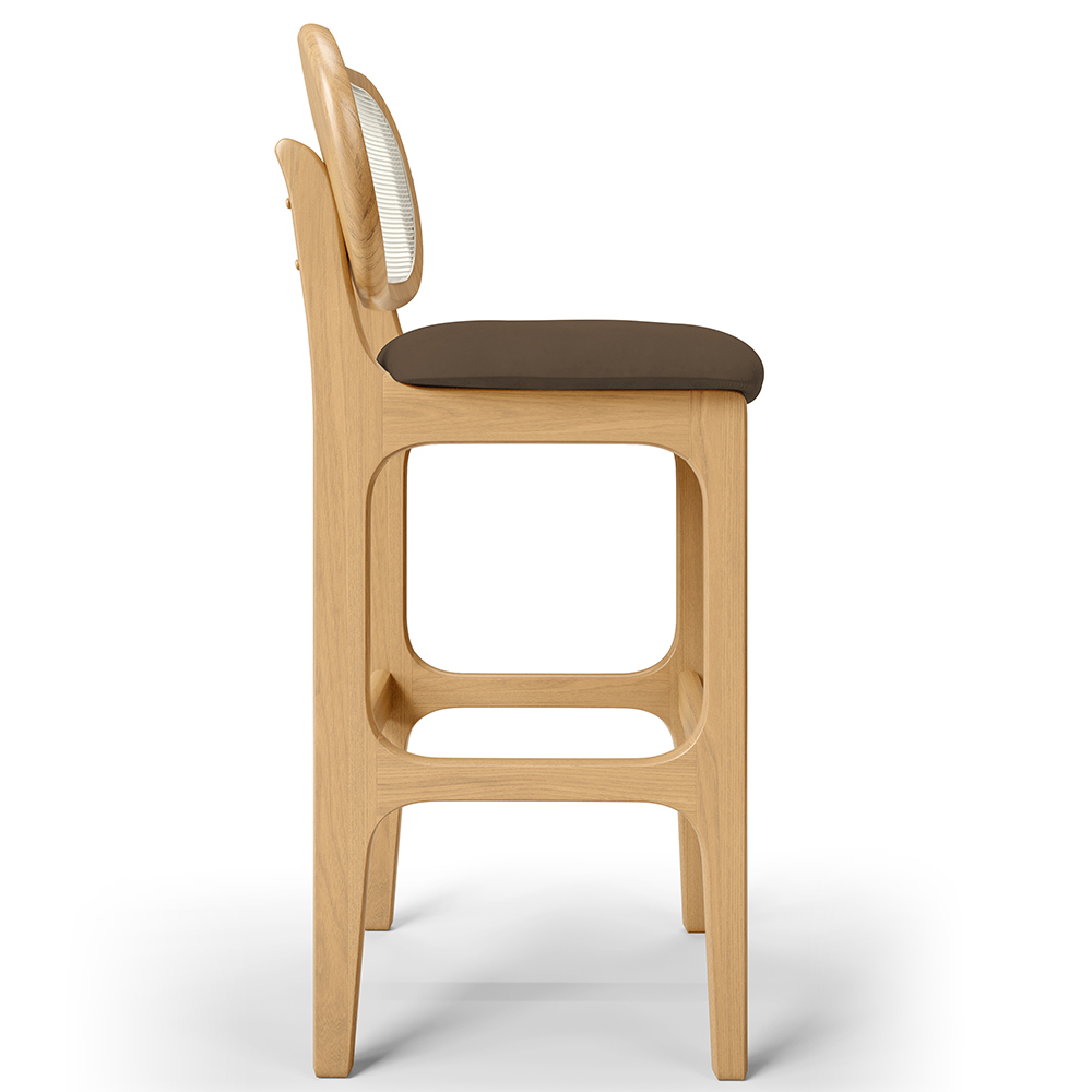 Banqueta Alta Para Cozinha Bancada Sala Tela Betta Fixa L02 Suede Marrom - Lyam