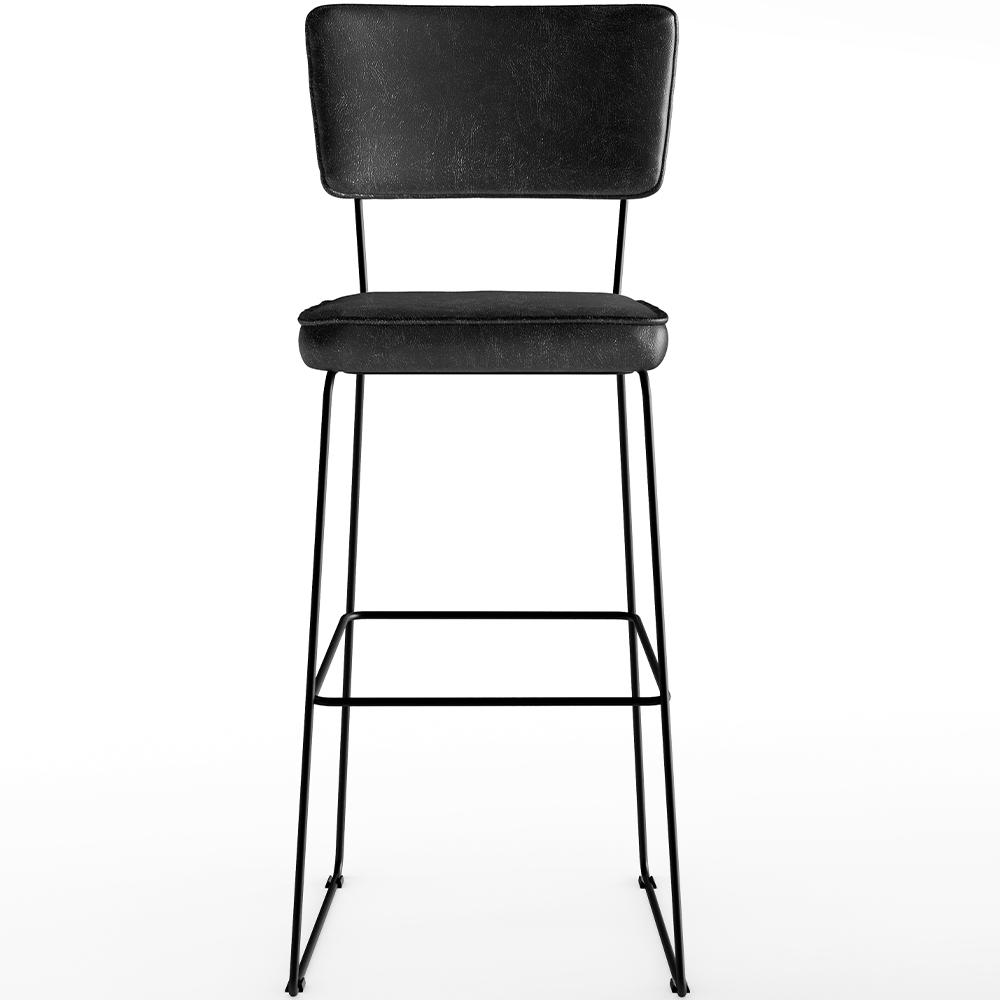Banqueta Alta Para Cozinha E Sala Jantar Base Em Aço Fixa Allana L02 Couríssimo Preto - Lyam Decor