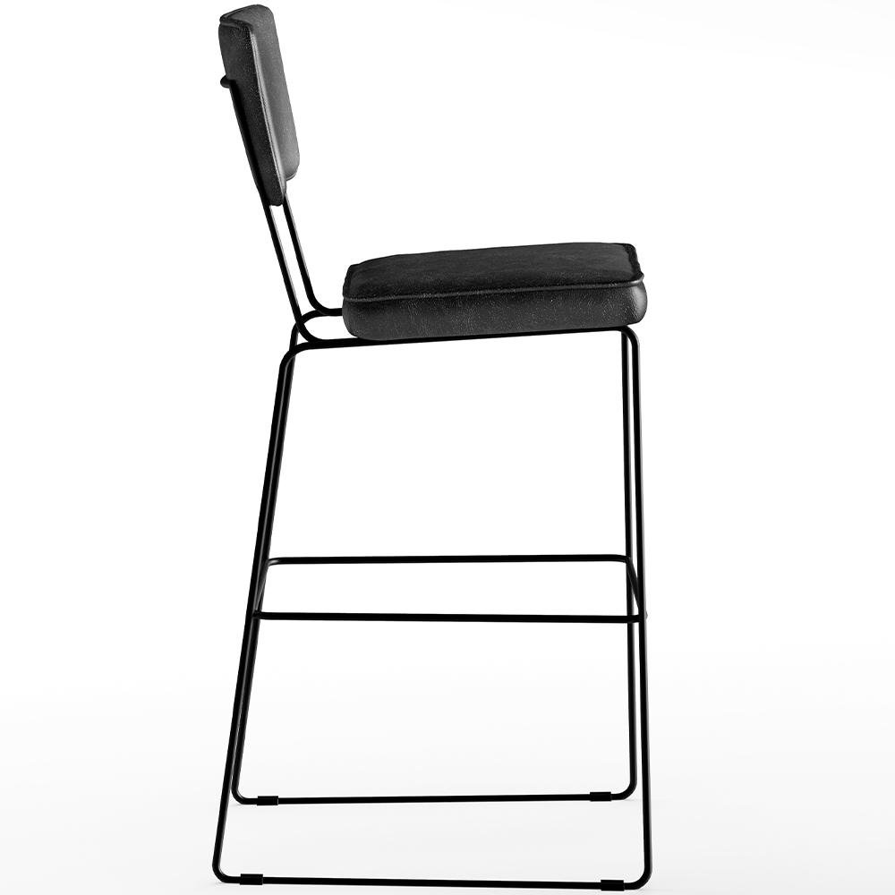 Banqueta Alta Para Cozinha E Sala Jantar Base Em Aço Fixa Allana L02 Couríssimo Preto - Lyam Decor
