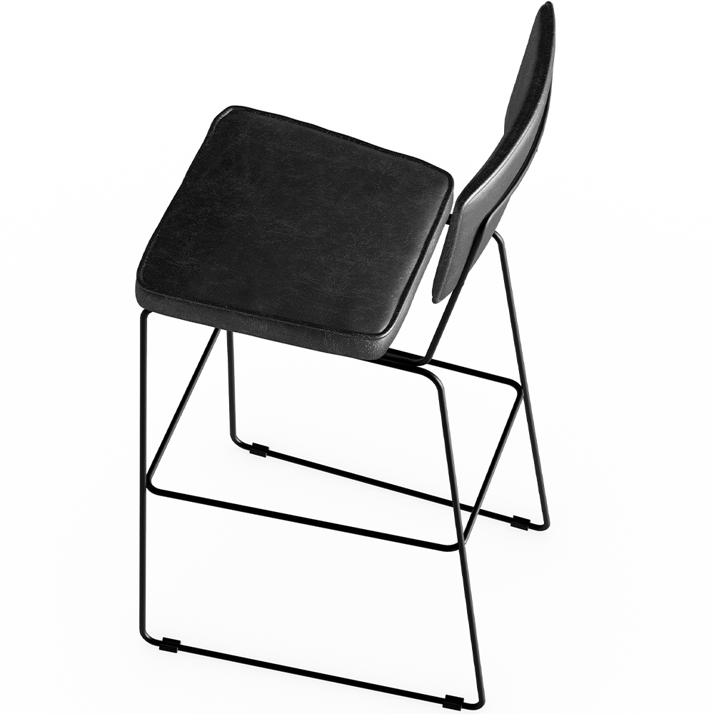 Banqueta Alta Para Cozinha E Sala Jantar Base Em Aço Fixa Allana L02 Couríssimo Preto - Lyam Decor