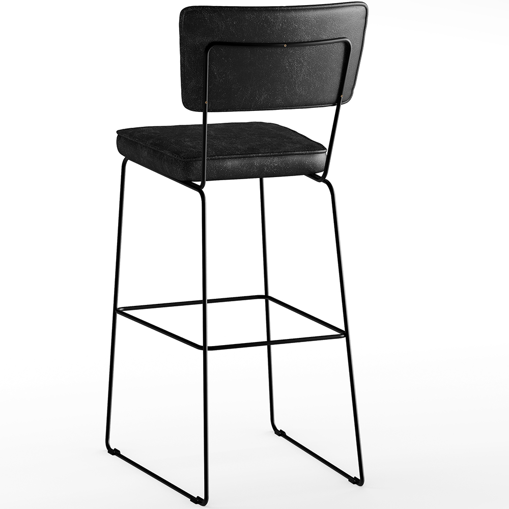 Banqueta Alta Para Cozinha E Sala Jantar Base Em Aço Fixa Allana L02 Couríssimo Preto - Lyam Decor