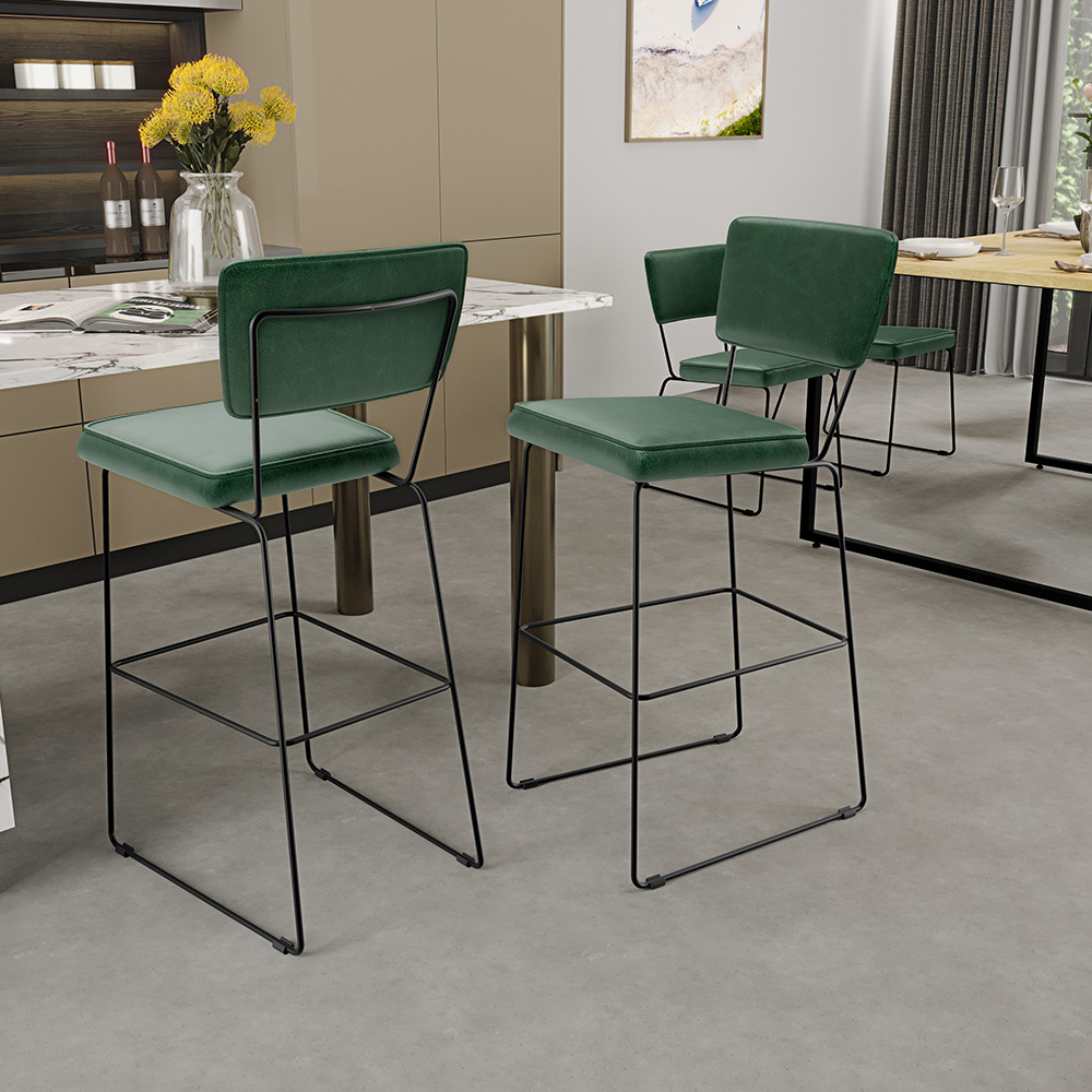 Banqueta Alta Para Cozinha E Sala Jantar Base Em Aço Fixa Allana L02 Facto Verde Musgo - Lyam Decor