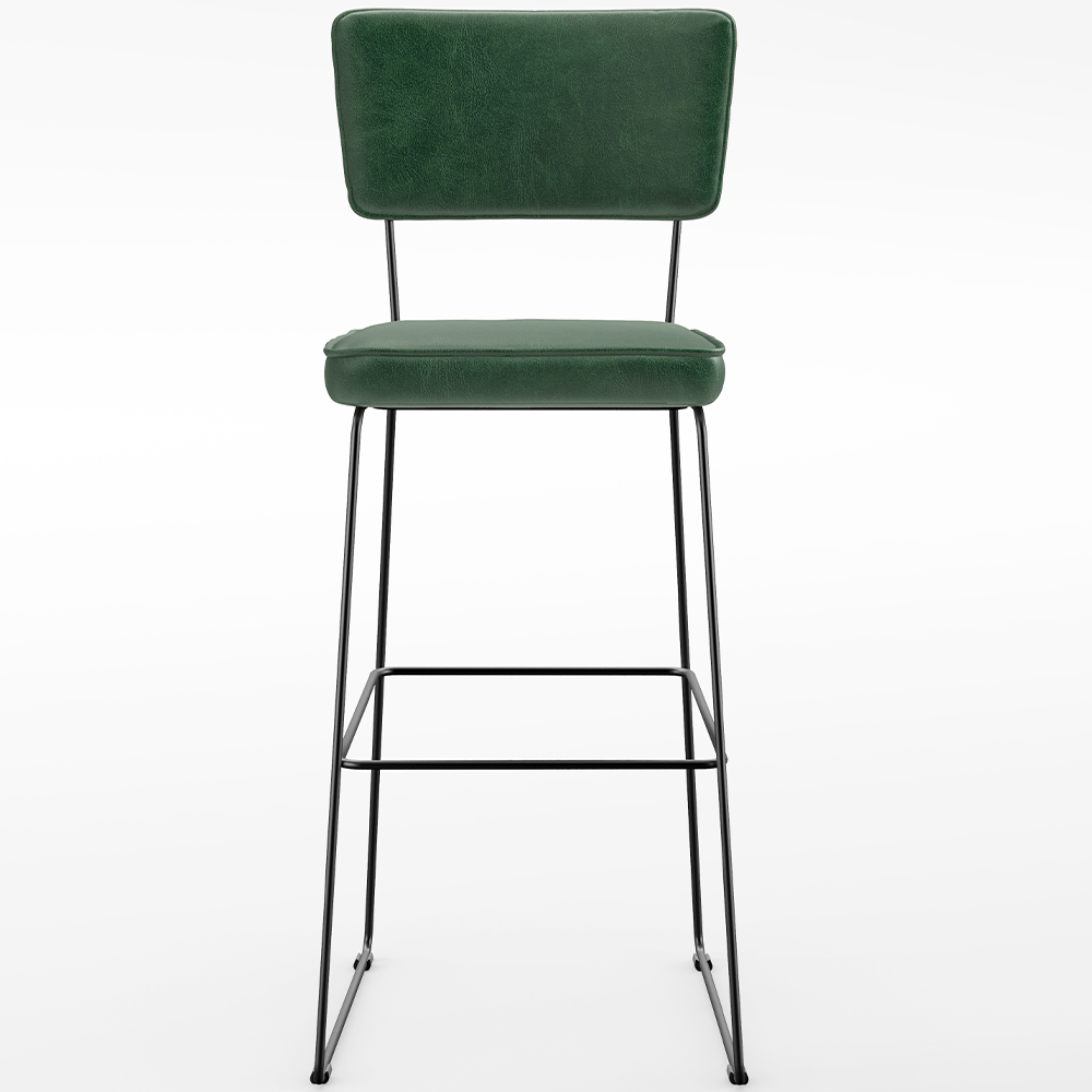 Banqueta Alta Para Cozinha E Sala Jantar Base Em Aço Fixa Allana L02 Facto Verde Musgo - Lyam Decor