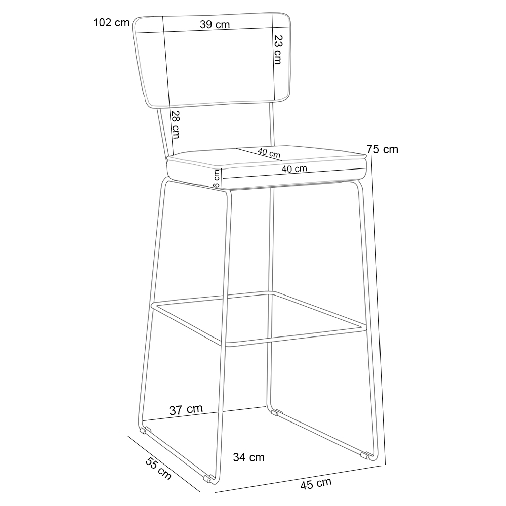 Banqueta Alta Para Cozinha E Sala Jantar Base Em Aço Fixa Allana L02 Facto Verde Musgo - Lyam Decor