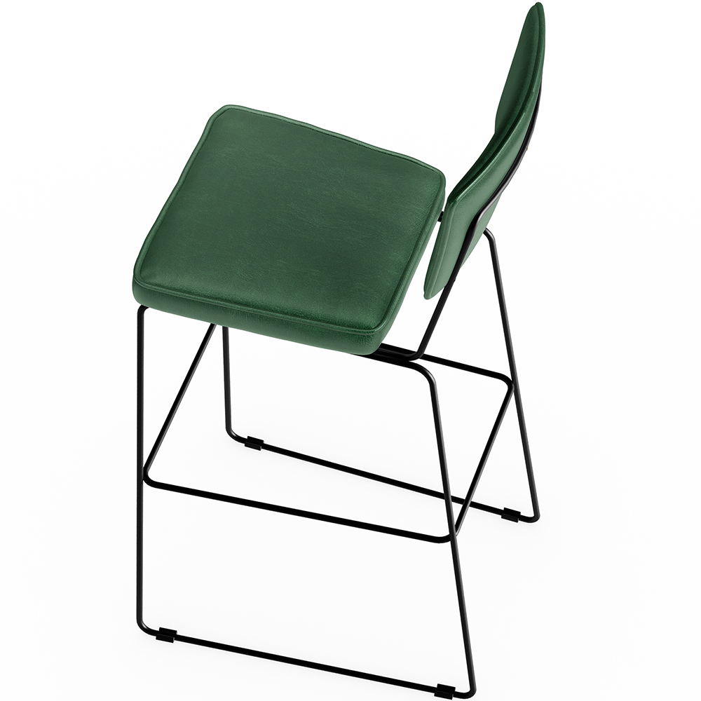 Banqueta Alta Para Cozinha E Sala Jantar Base Em Aço Fixa Allana L02 Facto Verde Musgo - Lyam Decor