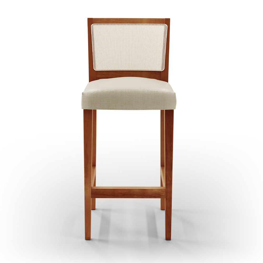 Banqueta Alta Para Cozinha Encosto em Tela Branco Zion L02 Facto Pérola Metalizado - Lyam Decor