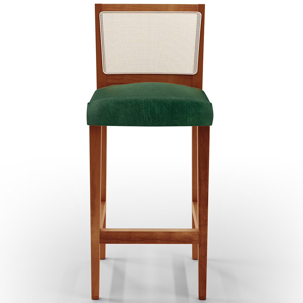 Banqueta Alta Para Cozinha Encosto em Tela Branco Zion L02 Facto Verde Musgo - Lyam Decor