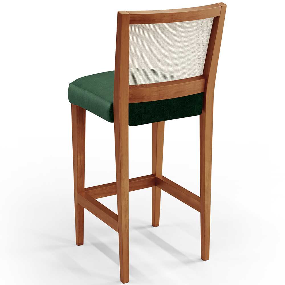 Banqueta Alta Para Cozinha Encosto em Tela Branco Zion L02 Facto Verde Musgo - Lyam Decor