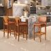 Banqueta Alta Para Cozinha Madeira Fixa Betta L02 Imbuia Couríssimo Camel - Lyam Decor