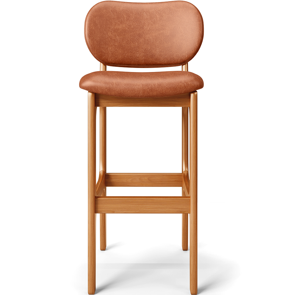 Banqueta Alta Para Cozinha Madeira Fixa Betta L02 Imbuia Couríssimo Camel - Lyam Decor