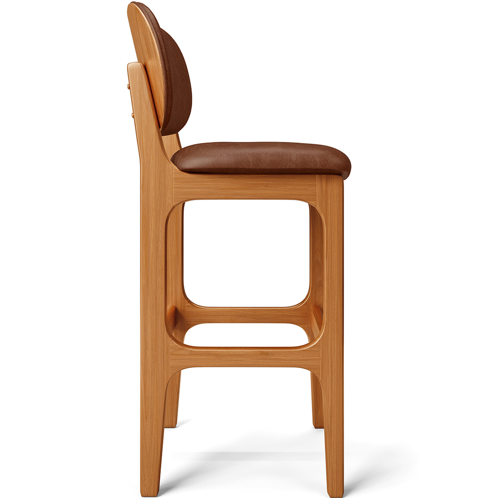 Banqueta Alta Para Cozinha Madeira Fixa Betta L02 Imbuia Couríssimo Marrom - Lyam Decor