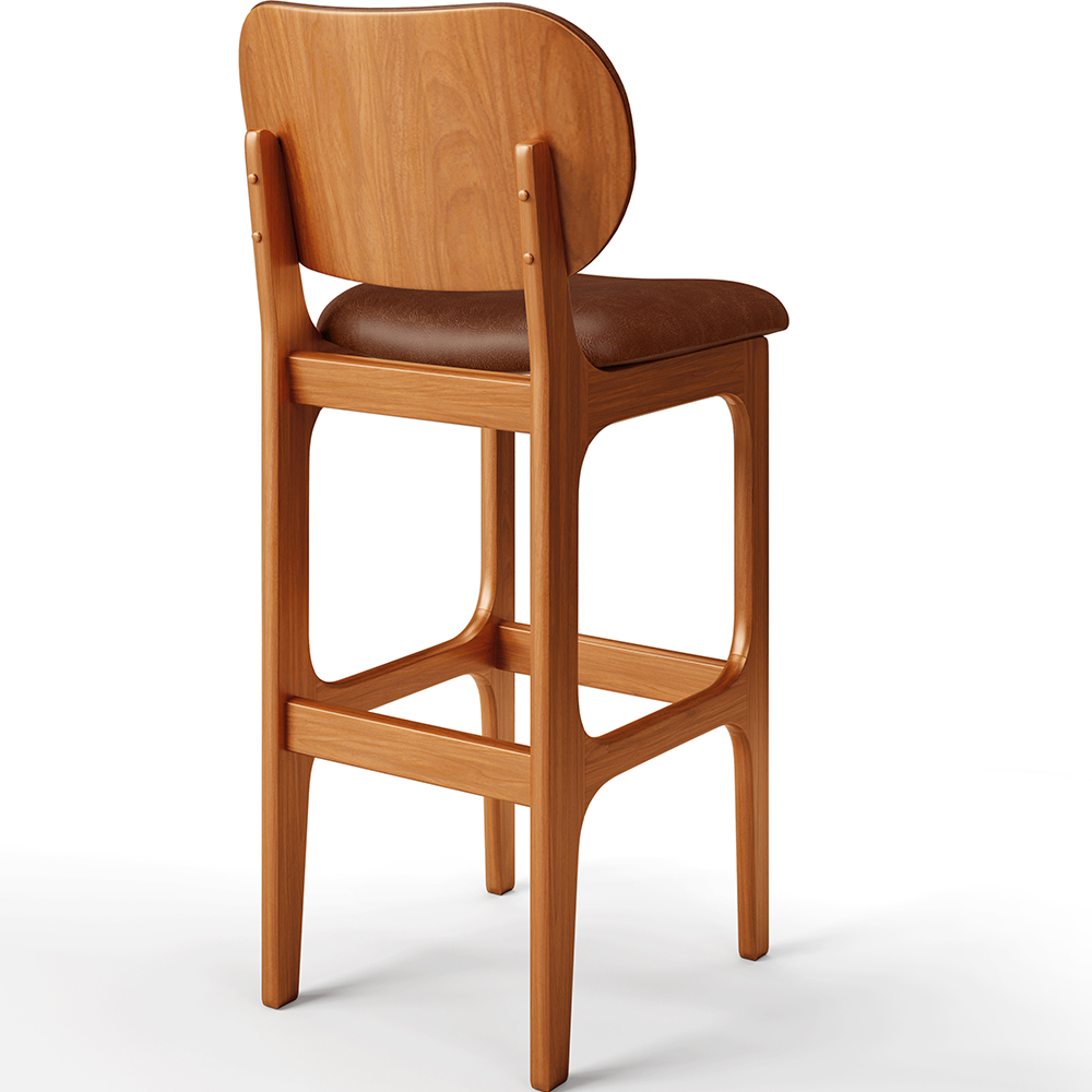 Banqueta Alta Para Cozinha Madeira Fixa Betta L02 Imbuia Couríssimo Marrom - Lyam Decor