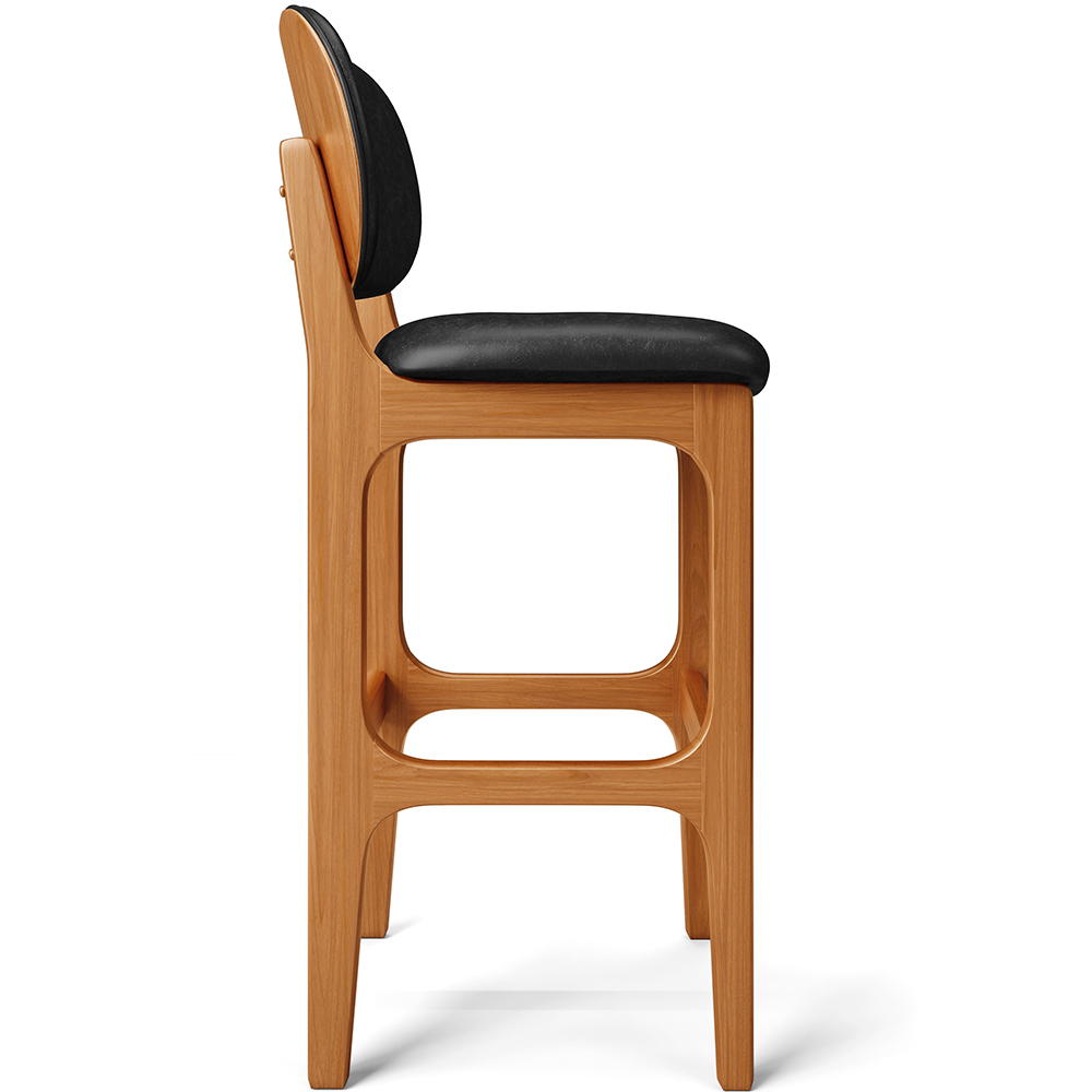 Banqueta Alta Para Cozinha Madeira Fixa Betta L02 Imbuia Couríssimo Preto - Lyam Decor