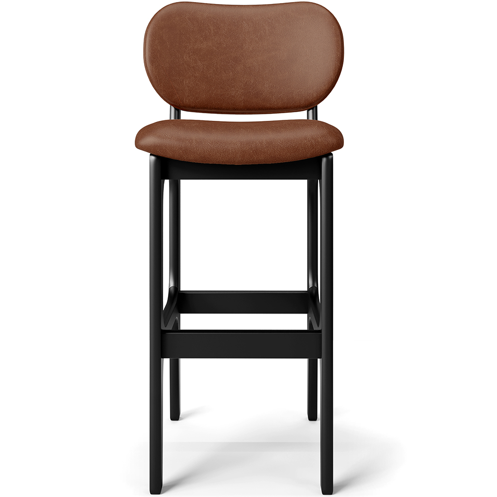 Banqueta Alta Para Cozinha Madeira Fixa Betta L02 Preto Couríssimo Marrom - Lyam Decor
