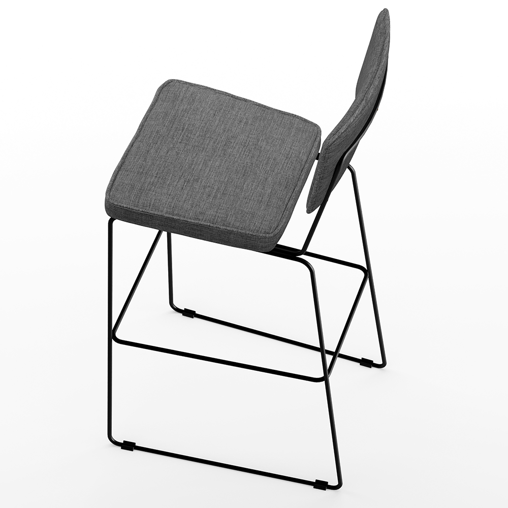 Banqueta Alta Para Cozinha Sala De Jantar Base Aço Fixa Allana L02 Linho Cinza Escuro - Lyam Decor