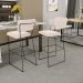 Banqueta Alta Para Cozinha Sala De Jantar Base Em Aço Fixa Allana L02 Suede Bege - Lyam Decor