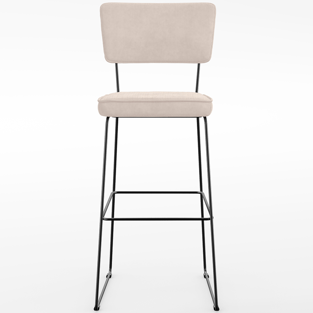 Banqueta Alta Para Cozinha Sala De Jantar Base Em Aço Fixa Allana L02 Suede Bege - Lyam Decor