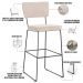 Banqueta Alta Para Cozinha Sala De Jantar Base Em Aço Fixa Allana L02 Suede Bege - Lyam Decor