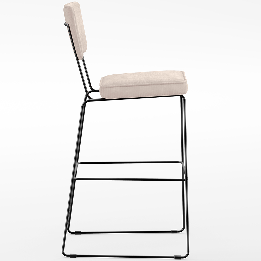 Banqueta Alta Para Cozinha Sala De Jantar Base Em Aço Fixa Allana L02 Suede Bege - Lyam Decor
