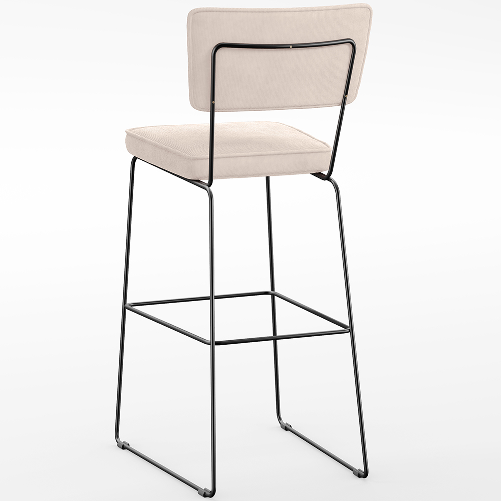 Banqueta Alta Para Cozinha Sala De Jantar Base Em Aço Fixa Allana L02 Suede Bege - Lyam Decor
