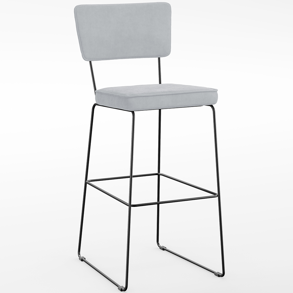 Banqueta Alta Para Cozinha Sala De Jantar Base Em Aço Fixa Allana L02 Suede Cinza - Lyam Decor