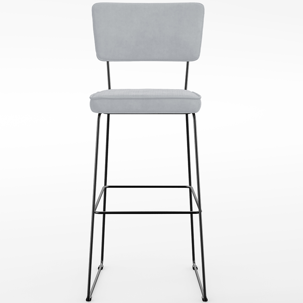 Banqueta Alta Para Cozinha Sala De Jantar Base Em Aço Fixa Allana L02 Suede Cinza - Lyam Decor