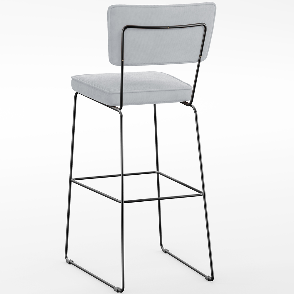 Banqueta Alta Para Cozinha Sala De Jantar Base Em Aço Fixa Allana L02 Suede Cinza - Lyam Decor