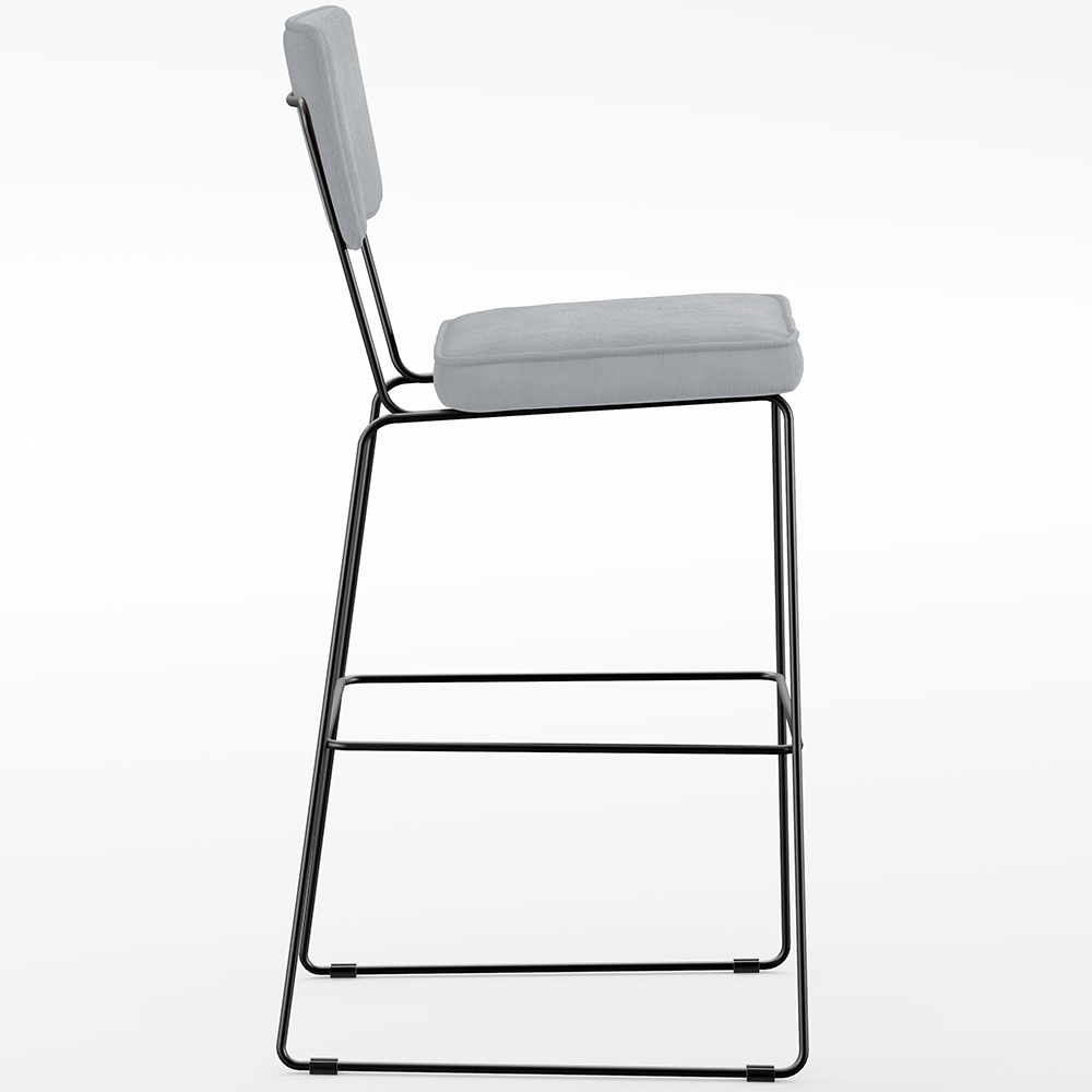 Banqueta Alta Para Cozinha Sala De Jantar Base Em Aço Fixa Allana L02 Suede Cinza - Lyam Decor