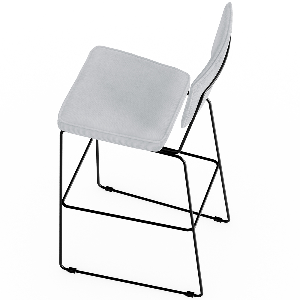 Banqueta Alta Para Cozinha Sala De Jantar Base Em Aço Fixa Allana L02 Suede Cinza - Lyam Decor