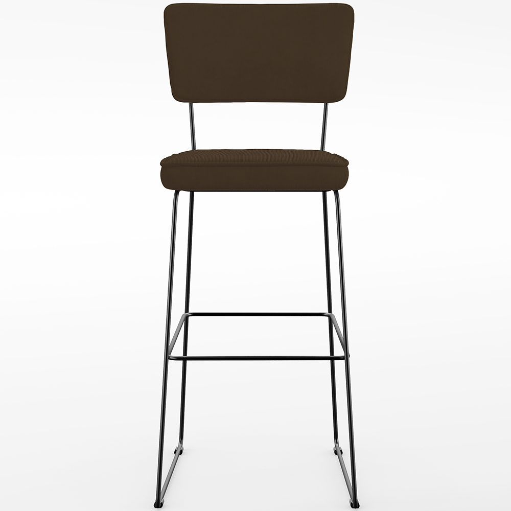 Banqueta Alta Para Cozinha Sala De Jantar Base Em Aço Fixa Allana L02 Suede Marrom - Lyam Decor