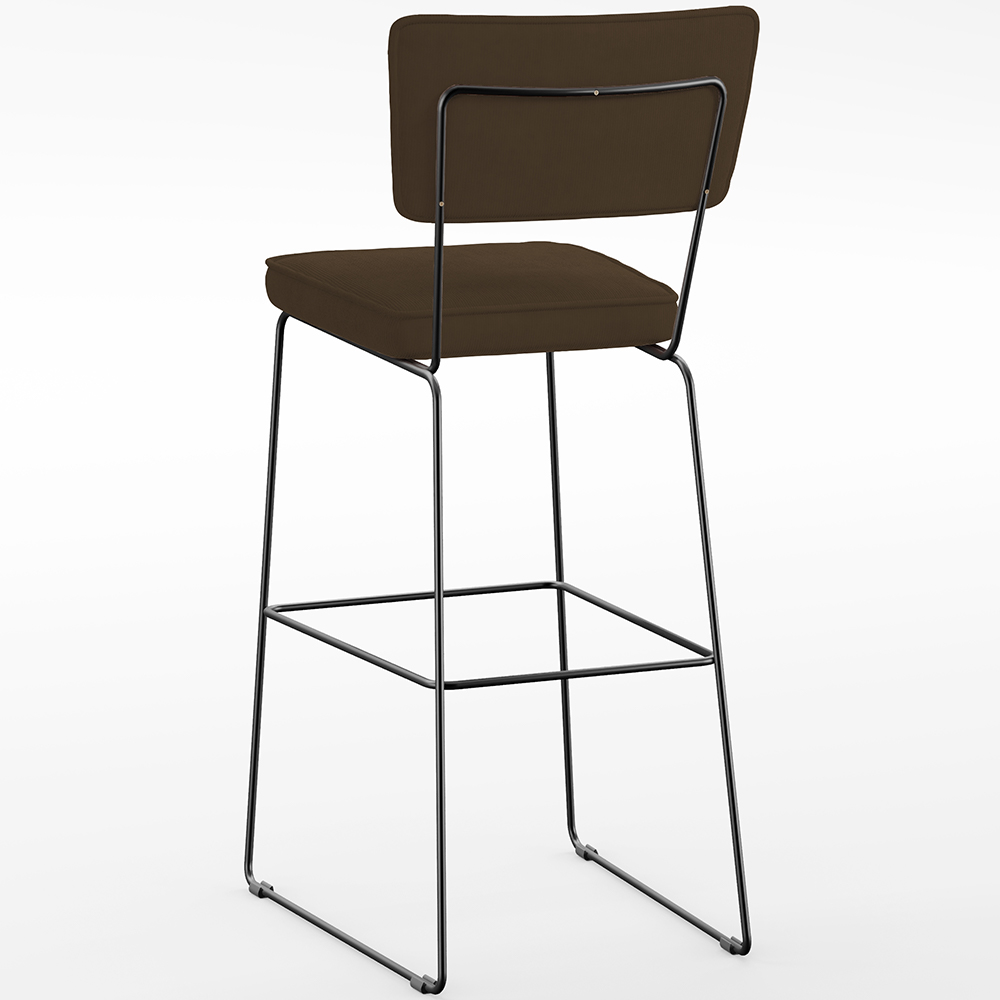 Banqueta Alta Para Cozinha Sala De Jantar Base Em Aço Fixa Allana L02 Suede Marrom - Lyam Decor