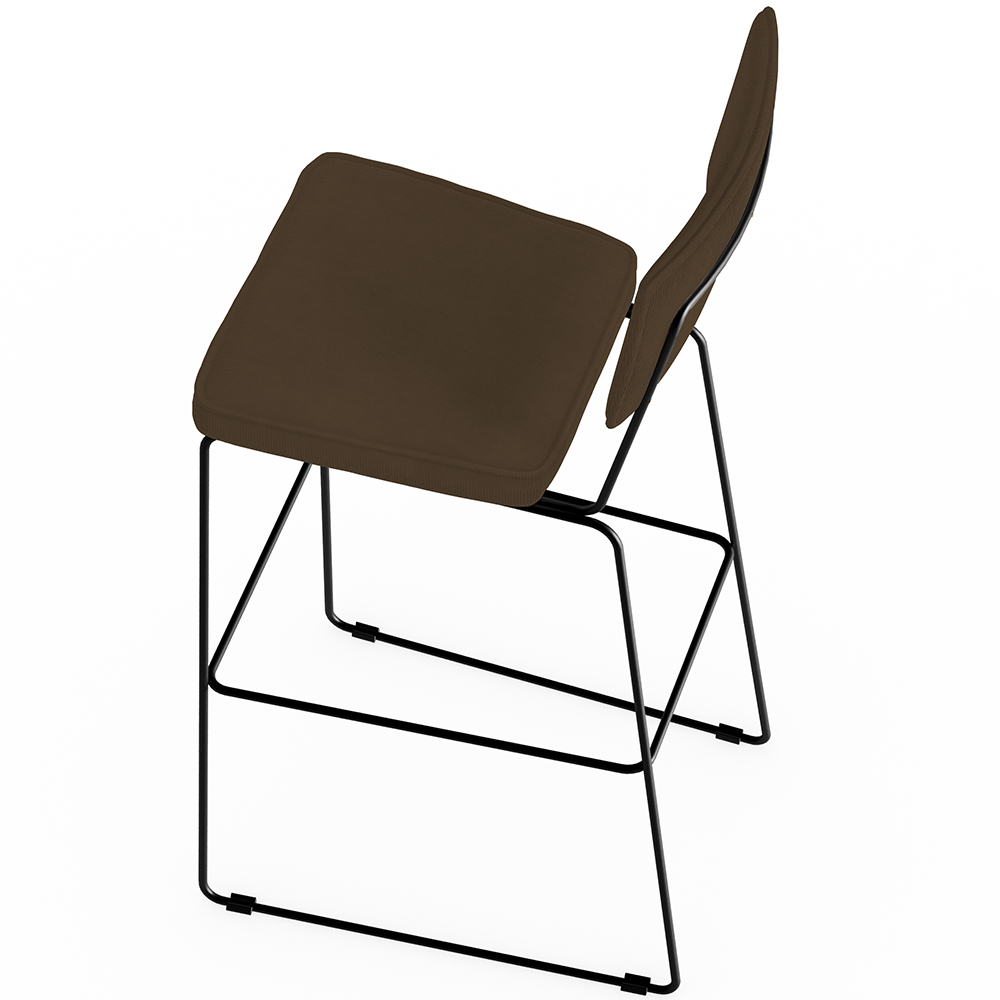 Banqueta Alta Para Cozinha Sala De Jantar Base Em Aço Fixa Allana L02 Suede Marrom - Lyam Decor