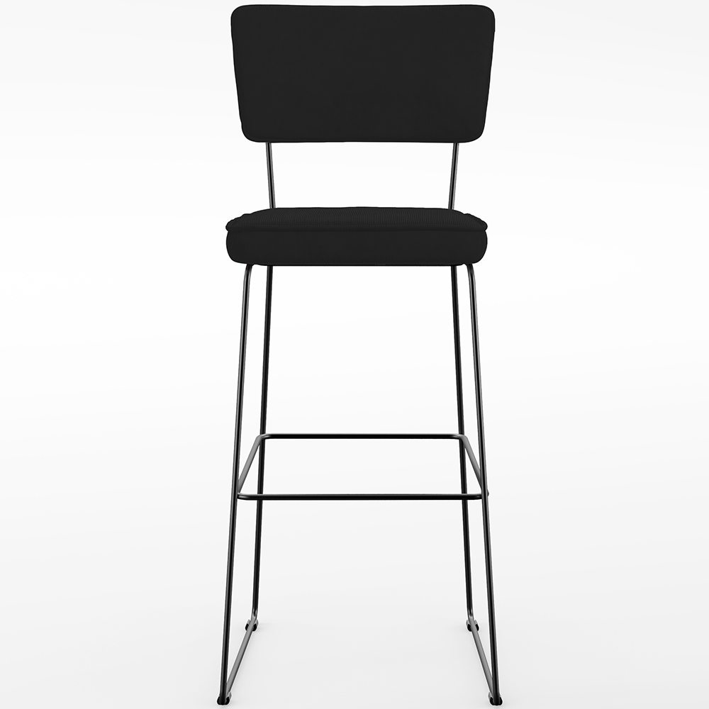 Banqueta Alta Para Cozinha Sala De Jantar Base Em Aço Fixa Allana L02 Suede Preto - Lyam Decor
