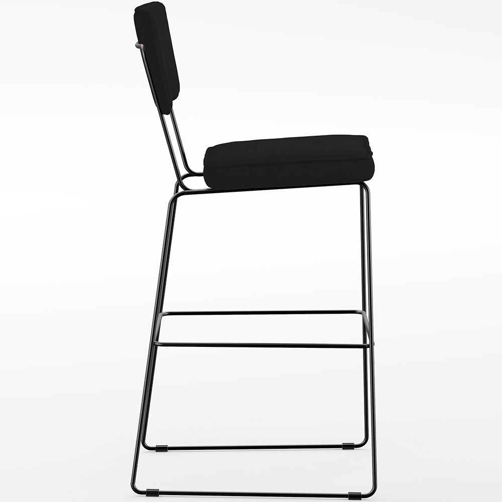 Banqueta Alta Para Cozinha Sala De Jantar Base Em Aço Fixa Allana L02 Suede Preto - Lyam Decor