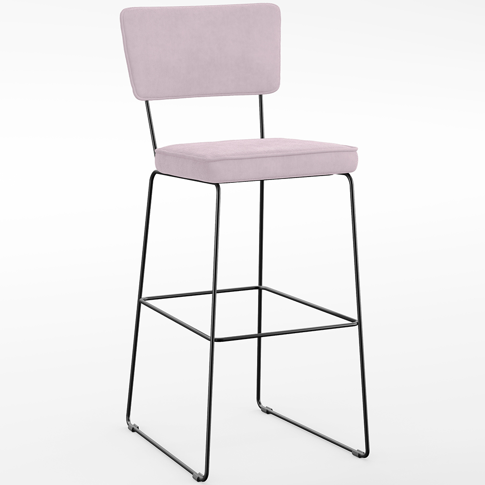 Banqueta Alta Para Cozinha Sala De Jantar Base Em Aço Fixa Allana L02 Suede Rosê - Lyam Decor