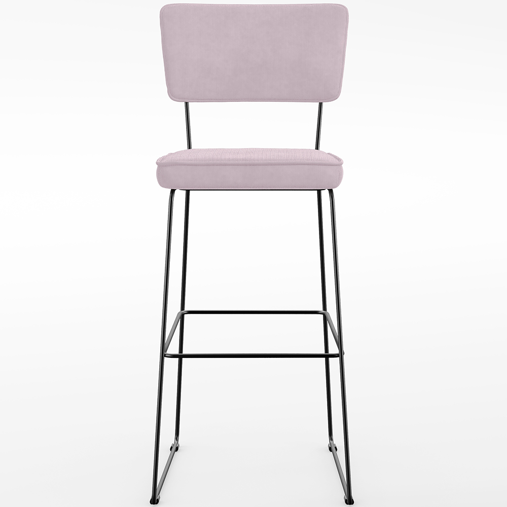 Banqueta Alta Para Cozinha Sala De Jantar Base Em Aço Fixa Allana L02 Suede Rosê - Lyam Decor