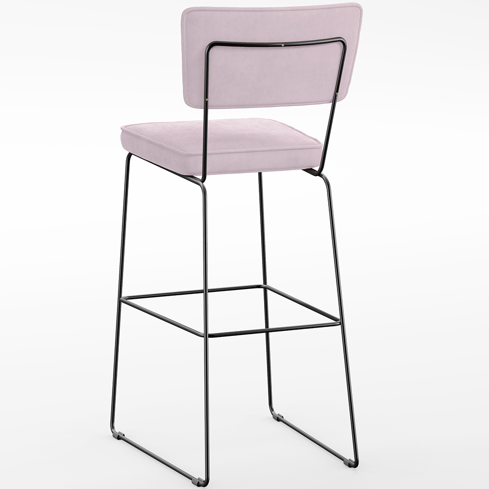 Banqueta Alta Para Cozinha Sala De Jantar Base Em Aço Fixa Allana L02 Suede Rosê - Lyam Decor