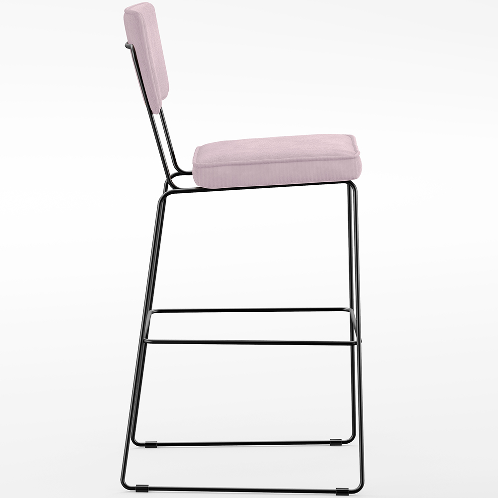 Banqueta Alta Para Cozinha Sala De Jantar Base Em Aço Fixa Allana L02 Suede Rosê - Lyam Decor