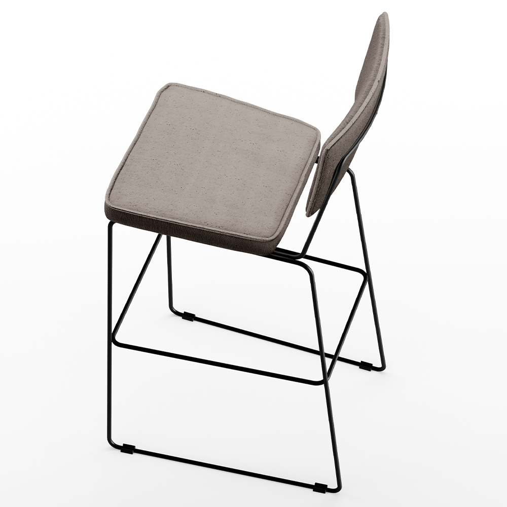 Banqueta Alta Para Cozinha Sala De Jantar Base em Aço Fixa Allana L02 Linho Bege - Lyam Decor