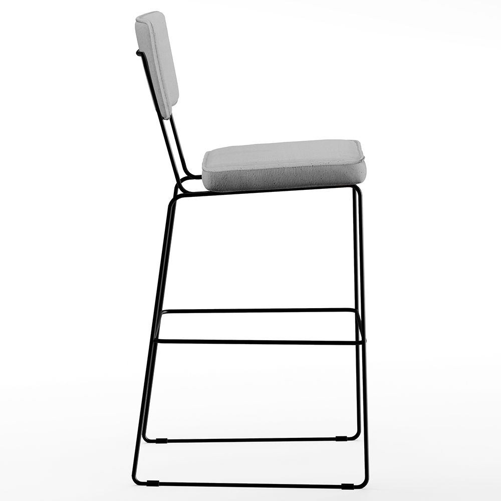 Banqueta Alta Para Cozinha Sala De Jantar Base em Aço Fixa Allana L02 Linho Cinza - Lyam Decor