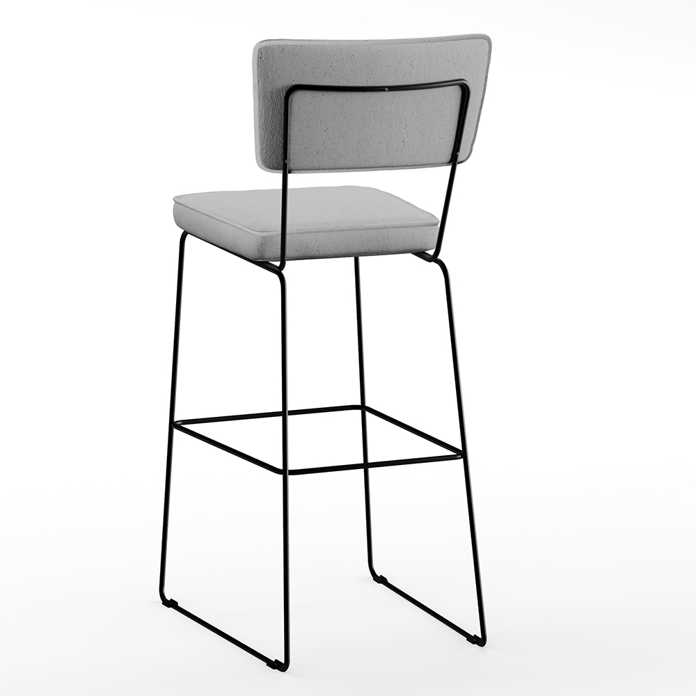 Banqueta Alta Para Cozinha Sala De Jantar Base em Aço Fixa Allana L02 Linho Cinza - Lyam Decor
