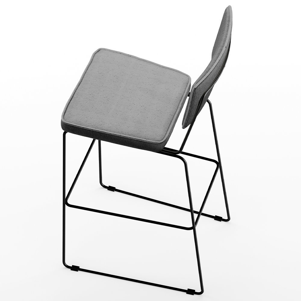 Banqueta Alta Para Cozinha Sala De Jantar Base em Aço Fixa Allana L02 Linho Cinza - Lyam Decor