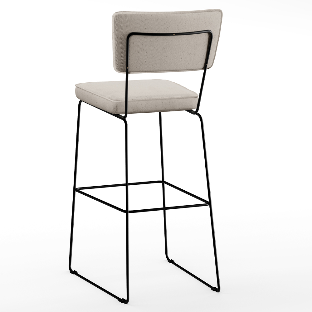 Banqueta Alta Para Cozinha Sala De Jantar Base em Aço Fixa Allana L02 Linho Cru - Lyam Decor