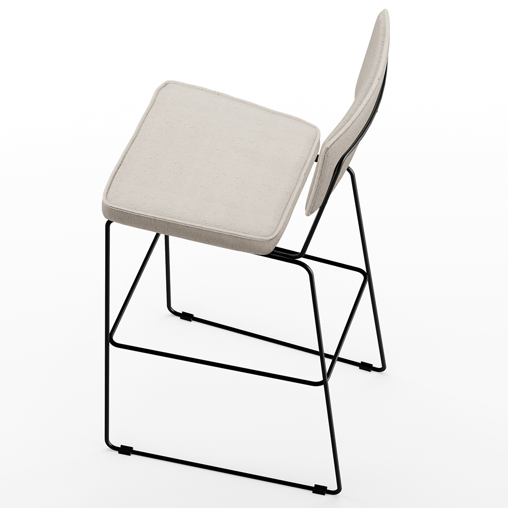 Banqueta Alta Para Cozinha Sala De Jantar Base em Aço Fixa Allana L02 Linho Cru - Lyam Decor