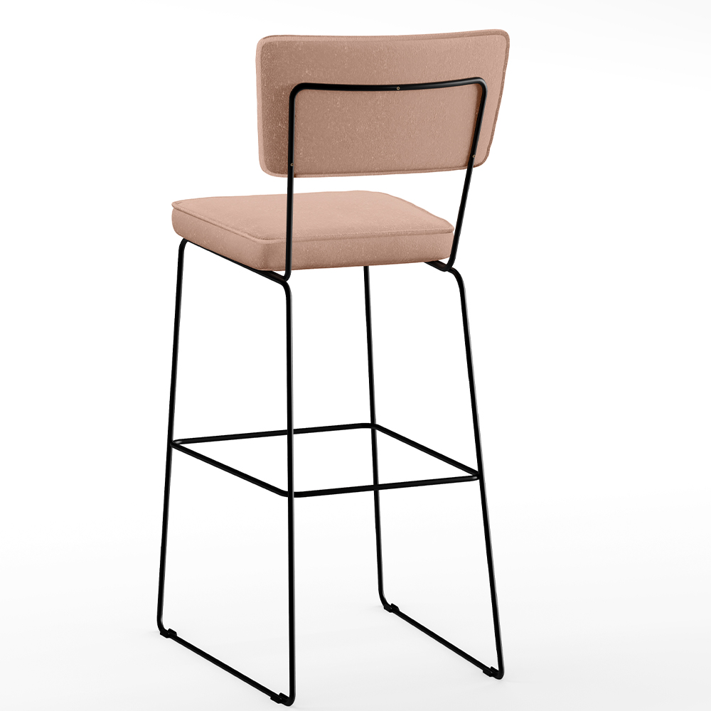 Banqueta Alta Para Cozinha Sala De Jantar Base em Aço Fixa Allana L02 Linho Rosê - Lyam Decor