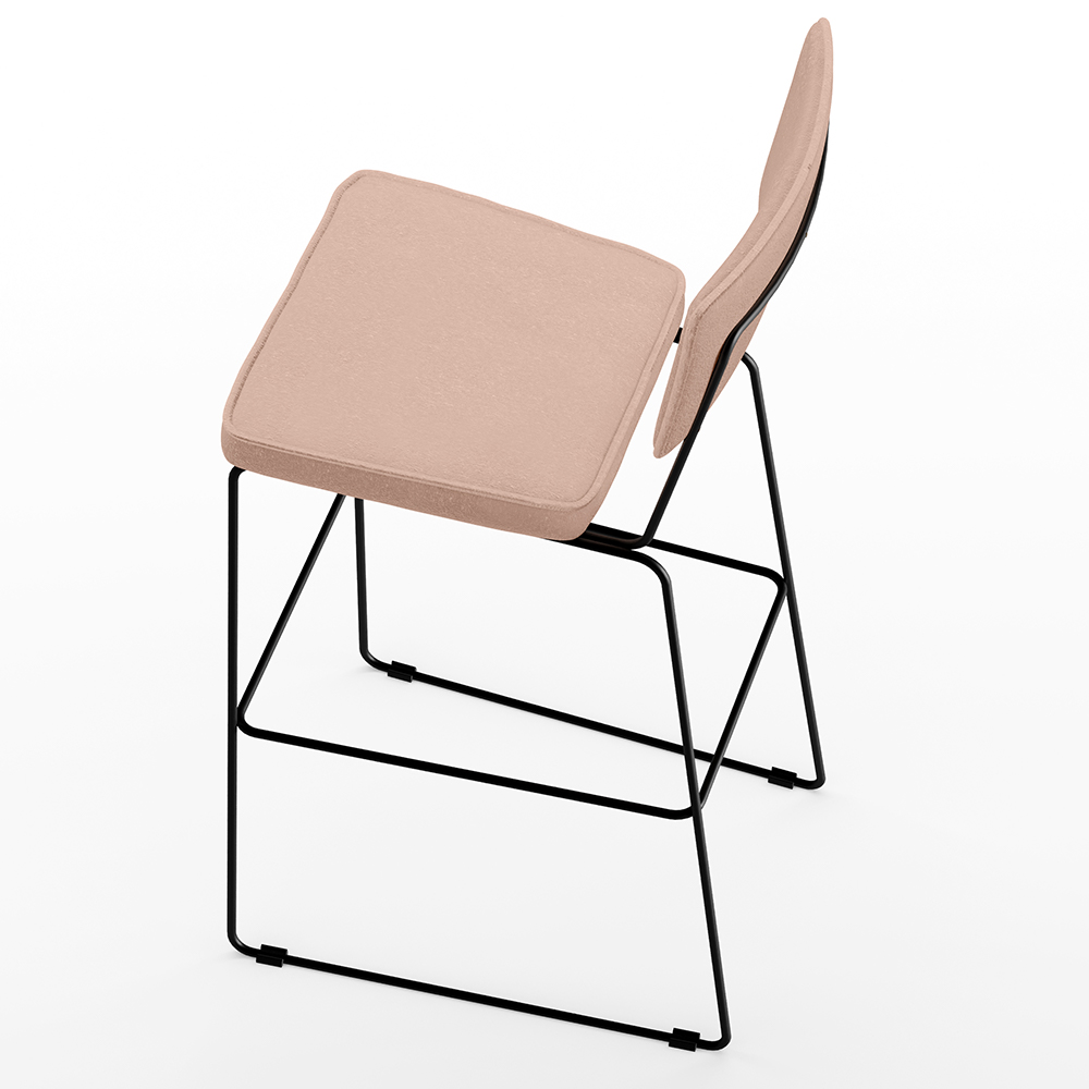 Banqueta Alta Para Cozinha Sala De Jantar Base em Aço Fixa Allana L02 Linho Rosê - Lyam Decor